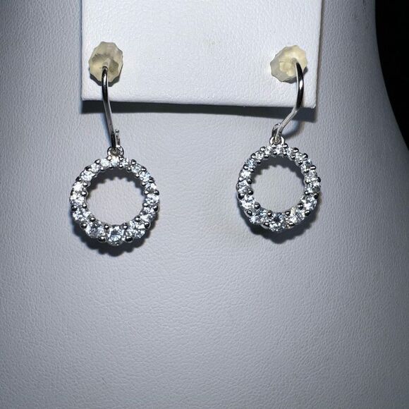 CZ Circle Dangle Earrings - Picture 1 of 8